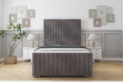 Sloomy Madison Slate Naples Bed Frame With 50" Upholstered Headboard 4'6 Double from B&Q