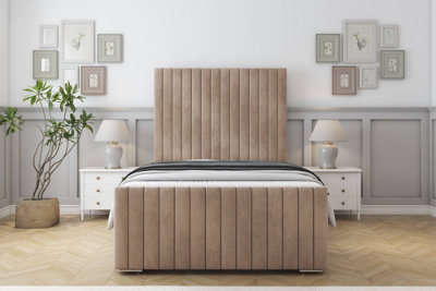 Sloomy Madison Mink Naples Bed Frame With 50" Upholstered Headboard 3' Single from B&Q