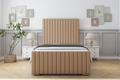 Sloomy Madison Latte Dumfries Bed Frame With 50" Upholstered Headboard 2'6 Small Single from B&Q