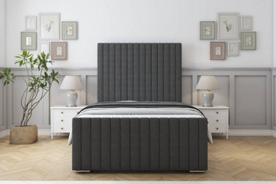 Sloomy Madison Graphite Dumfries Bed Frame With 50" Upholstered Headboard 4'6 Double from B&Q