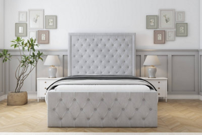Sloomy Vienna Silver Naples Bed Frame With Mattress With 50" Upholstered Headboard 2'6 Small Single from B&Q