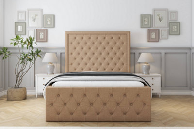 Sloomy Vienna Latte Dumfries Bed Frame With Mattress With 50" Upholstered Headboard 3' Single from B&Q