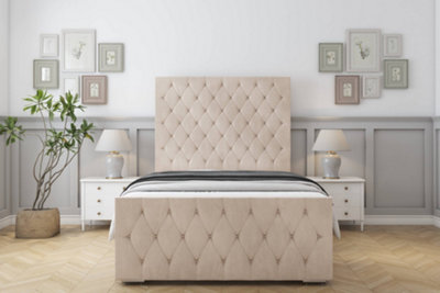Sloomy Watson Sand Naples Bed Frame With Mattress With 50" Upholstered Headboard 3' Single from B&Q