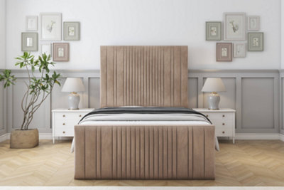 Sloomy Kingsley Mink Naples Bed Frame With Mattress With 50" Upholstered Headboard 2'6 Small Single from B&Q