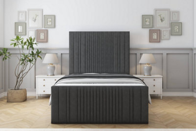 Sloomy Kingsley Graphite Dumfries Bed Frame With Mattress With 50" Upholstered Headboard 2'6 Small Single from B&Q