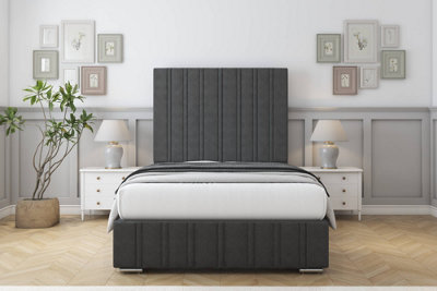 Sloomy Langston Graphite Dumfries Bed Frame With Mattress With 50" Upholstered Headboard 2'6 Small Single from B&Q
