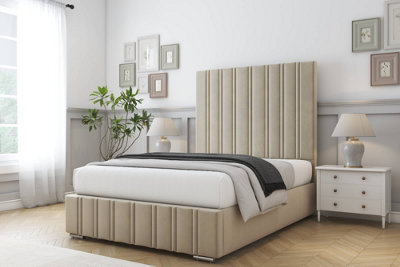 Sloomy Langston Almond Coniston Bed Frame With Mattress With 50" Upholstered Headboard 2'6 Small Single from B&Q