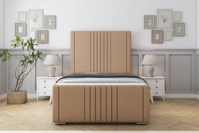 Sloomy Harrington Latte Dumfries Bed Frame With Mattress With 50" Upholstered Headboard 4'6 Double from B&Q
