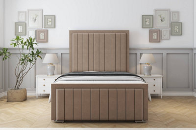 Sloomy Pemberton Mink Plush Bed Frame With Mattress With 50" Upholstered Headboard 4' Small Double from B&Q
