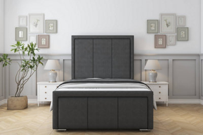 Sloomy Lancaster Graphite Dumfries Bed Frame With Mattress With 50" Upholstered Headboard 3' Single from B&Q