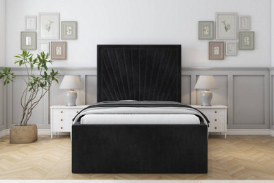 Sloomy Somerset Black Naples Bed Frame With Mattress With 50" Upholstered Headboard 3' Single from B&Q