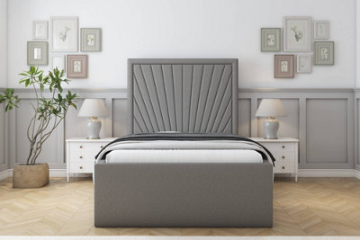 Sloomy Somerset Pewter Dumfries Bed Frame With Mattress With 50" Upholstered Headboard 2'6 Small Single from B&Q