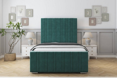 Sloomy Radcliffe Emerald Plush Bed Frame With Mattress With 50" Upholstered Headboard 5' King from B&Q