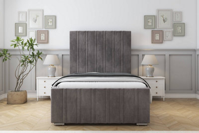 Sloomy Radcliffe Slate Naples Bed Frame With Mattress With 50" Upholstered Headboard 2'6 Small Single from B&Q