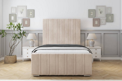 Sloomy Radcliffe Sand Naples Bed Frame With Mattress With 50" Upholstered Headboard 2'6 Small Single from B&Q