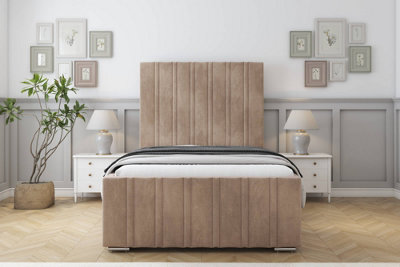 Sloomy Radcliffe Mink Naples Bed Frame With Mattress With 50" Upholstered Headboard 2'6 Small Single from B&Q