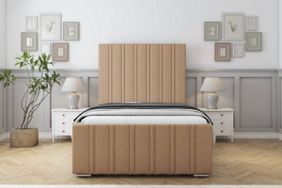 Sloomy Radcliffe Latte Dumfries Bed Frame With Mattress With 50" Upholstered Headboard 4'6 Double from B&Q