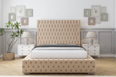 Sloomy Ambassador Pebble Plush Bed Frame With Mattress With 50"  Upholstered Headboard 3' Single from B&Q