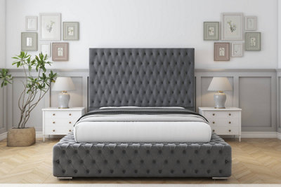 Sloomy Ambassador Armour Coniston Bed Frame With Mattress With 50"  Upholstered Headboard 4'6 Double from B&Q
