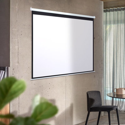 Darphe Manual Pull-Down Retractable Projector Screen With Full Corner Protection 210Cm L X 147Cm W from B&Q