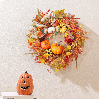 Darphe Halloween 50Cm Simulation Pumpkin Maple Leaf Decorative Wreath from B&Q