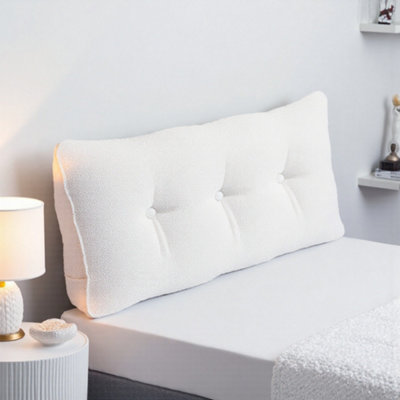 Living And Home Lotus Flower PatternOff-White Bed Sofa Triangular Wedge-Shaped Teddy Velvet Headboard Cushion 100Cm X 20Cm X 50Cm from B&Q