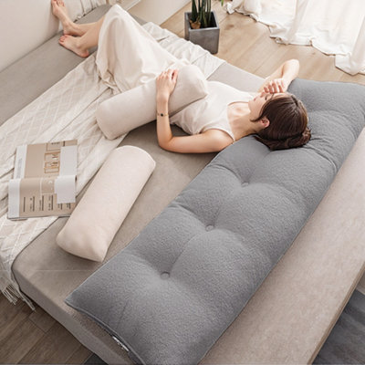 Living And Home Pearl Gray Bed Sofa Triangular Wedge-Shaped Teddy Velvet Headboard Pillow 180Cm X 20Cm X 50Cm from B&Q
