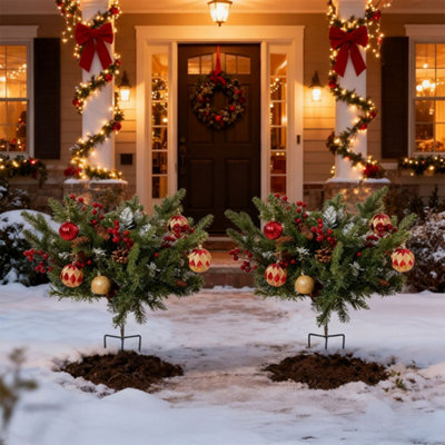 Darphe Set Of Two 60Cm Artificial Christmas Potted Shrub Decorations