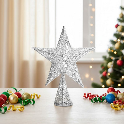 Darphe Large Silver Christmas Tree Topper Star Ornament30Cm W X 40Cm H from B&Q