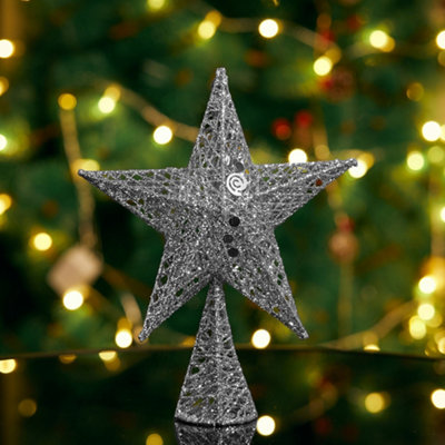 Darphe Small Silver Christmas Tree Topper Star Ornament20Cm W X 30Cm H from B&Q