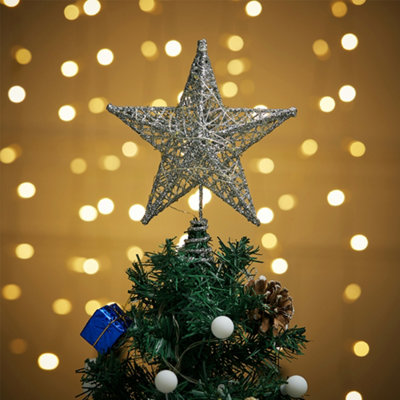 B&Q -  Silver Metal Christmas Tree With Led Lights And GlitterTopped With A Star