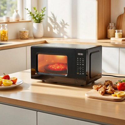 B&Q -  Black 700W 20L Countertop Microwave With Led Display And Large Turntable