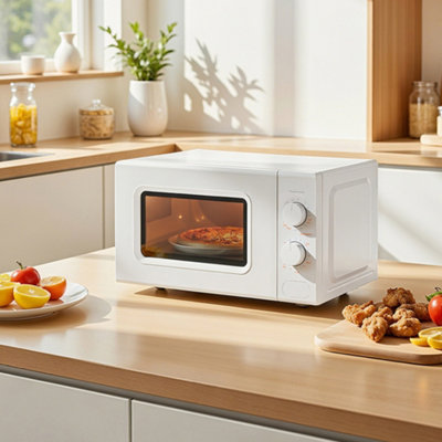 Living And Home White 700W 20L Countertop Microwave With Dual Knob And Auto Defrost from B&Q