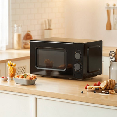 Living And Home Black 700W 20L Countertop Microwave With Dual Knob And Auto Defrost from B&Q