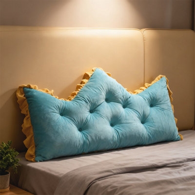 Living And Home Crown Shaped Tufted Headboard Pillow Ruffled Trim Backrest Cushion from B&Q