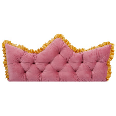 Living And Home Dusty Rose Crown Shaped Tufted Headboard Pillow With Ruffled Trim from B&Q