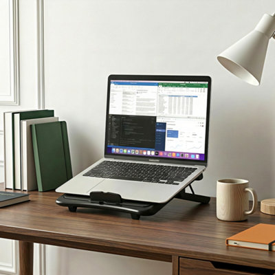 Living And Home Black Height-Adjustable Laptop Riser Stand With Heat Dissipation from B&Q