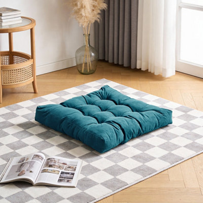 Darphe Blue Corduroy Chair Cushion With Pp Cotton Fill For Use 55 X 55Cm from B&Q