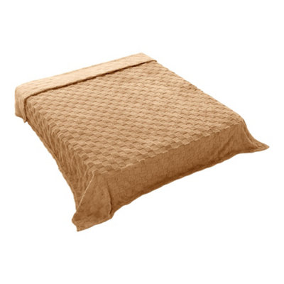 Darphe Light Brown Reversible Checkered Throw Blanket 100Cm W X 150Cm D from B&Q