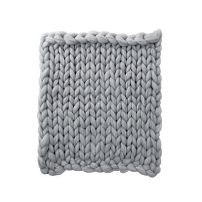 Darphe Grey Chunky Knit Throw Blanket Handwoven Home Decor 80Cm L X 100Cm W