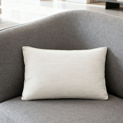 Darphe Beige White Soft Pp Cotton Filled Corduroy Rectangular Cushion 80Cm L X 53Cm W from B&Q