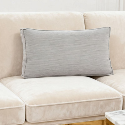 Darphe Light Grey Soft Pp Cotton Filled Corduroy Rectangular Cushion 70Cm L X 53Cm W from B&Q