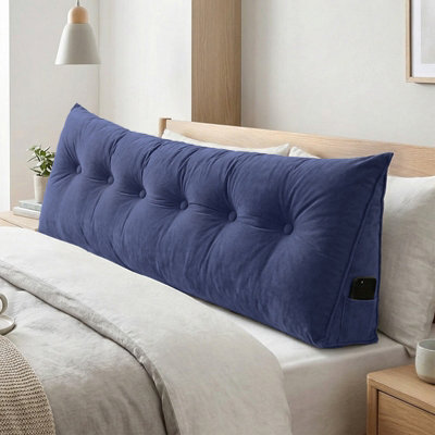Darphe Dark Blue Washable Wedge Headboard Pillow 180Cm W X 20Cm D X 50Cm H from B&Q