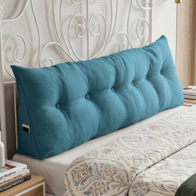 Darphe Peacock Blue Washable Wedge Headboard Pillow 180Cm W X 20Cm D X 50Cm H from B&Q