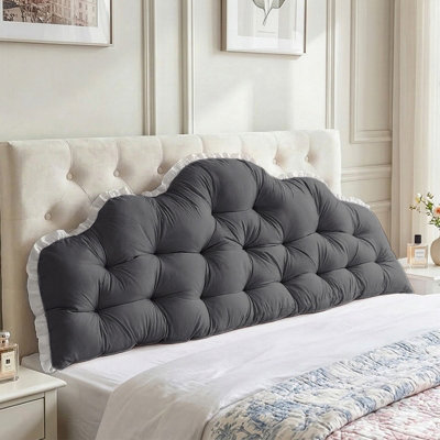 Darphe Dark Grey Cloud Shaped Upholstered Headboard Pillow 180Cm W X 10Cm D X 75Cm H from B&Q