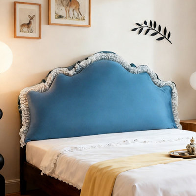 Darphe Blue Lace Trim Cloud Shaped Headboard Pillow Backrest Cushion 180Cm W X 20Cm D X 75Cm H from B&Q