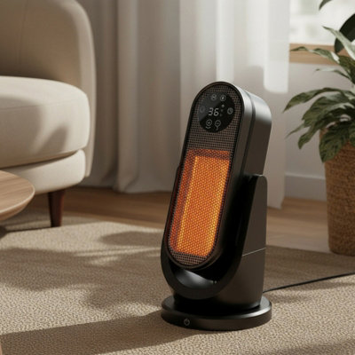 Living And Home Indoor Ptc Electric Heater With Human Body Sensor,multi Directional Oscillating Space HeaterInfrared Remote Control,1000/1200W from B&Q