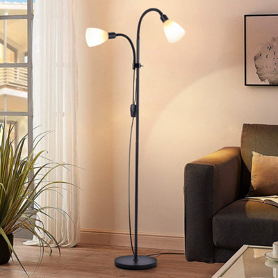 Darphe Black Two Head Floor Lamp Height Adjustable 180Cm,e14 Base,floor Reading Light For Living Room,bedroom from B&Q