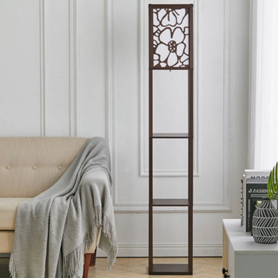 Darphe Multifunctional Carved Floor Lamp With Wooden ShelfWalnut,160Cm from B&Q