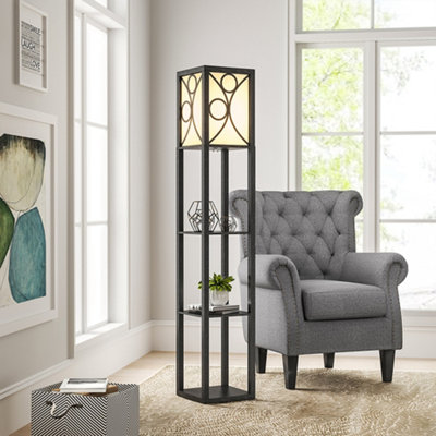 Darphe 160Cm Retro Wooden Floor Lamp With Storage Rack And Foot Switch from B&Q